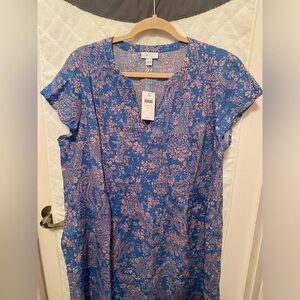 J Jill Love Linen Dress, Large, Cap Sleeves. 100% Linen NWT